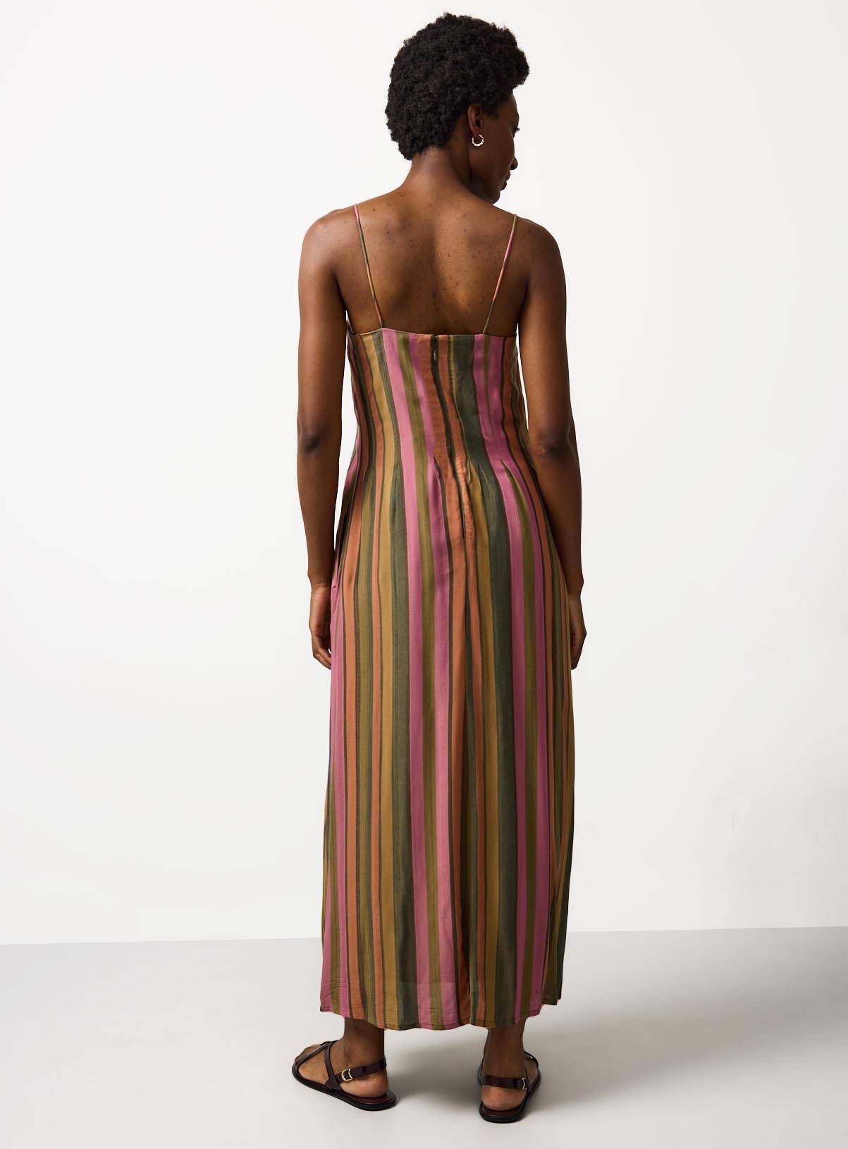 Orange & Green Stripe Midaxi Cami Dress 14 - Image 4